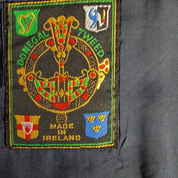 Vintage 48T DONEGAL Tweed Wool Blue Blazer Sport Coat Jacket Bespoke Ireland - Picture 12 of 16